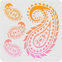 FINGERINSPIRE Paisley Stencils Template 11.8x11.8inch Plastic Paisley Drawing Painting Stencils Square Reusable Stencils for Painting on Wood, Floor, Wall and Tile