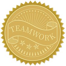 CRASPIRE Gold Foil Certificate Seals Teamwork 2" Round Self Adhesive Embossed Stickers 100pcs for Invitations Certification Graduation Notary Seals Corporate Seals Monogram Emboss