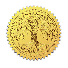 CRASPIRE Self Adhesive Gold Foil Embossed Stickers, Medal Decoration Sticker, Tree of Life Pattern, 5x5cm