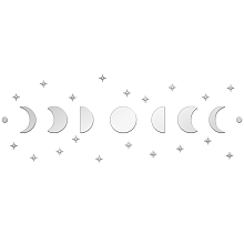 SUPERDANT Moon Phase Mirror Wall Decals 3D Acrylic Self Adhesive Ornament Scandinavian Natural Decor Moonphase Mirrors Moon Star Wall Sticker Silver for Nursery Bedroom Decoration