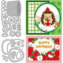 BENECREAT 2Pcs Hedgehog Apple Cutting Dies Stencils, Flower Mushroom Apple Carbon Steel Stencil Templates for Scrapbooking, Card Making, Embossing DIY Paper Card