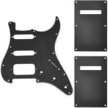 SUPERFINDINGS 3Pcs Black Electric Guitar Pickguard and Back Plate Set ABS Pickguard Scratch Plate Guitar Backplate Set for Modern Style Guitar Accessories