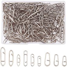 SUPERFINDINGS 180Pcs 9 Sizes High Strength Fishing Snap Fishing Clip Lure Quick Change Stainless Steel Color Fishing Speed Clips for Freshwater Saltwater Fishing, Inner Size:13~30x3~8mm