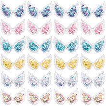 GORGECRAFT 60PCS 6 Colors PVC Butterfly Ornament Butterfly Wings Fabric Embossed Glitter Applique with Star Sequins Plastic DIY Sewing Craft Decoration for Christmas Suitcases Jeans Shoes