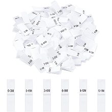 NBEADS 600 Pcs Clothing Month Labels, 6 Styles Cloth Sewing Labels Embroidered Label Size Labels Tags for Clothing Sewing Sew on Clothes, White