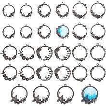 OLYCRAFT 28pcs Ocean Theme Open Back Bezel Pendants Black Open Bezel Charms Zinc Alloy Frame Pendants Hollow Resin Frames with Loop for Resin Jewelry Making - 7 Styles