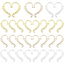 PandaHall Elite 36pcs 3 Colors Dangling Ear Cuff Blanks Gold Silver Retro Ear Crawler 7 Loops Alloy Chandelier Earcuff Wrap for DIY Non Piercing Women Long Chain Tassel Drop Earrings, 2.2”