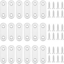 UNICRAFTALE 24Pcs 201 Stainless Steel Furniture Cabinet Shelf Support Flat Straight Brace with 48Pcs Stainless Steel Screws Cabinet Hardware Making Stainless Steel Color Hole 5.5mm