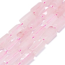 Honeyhandy Natural Rose Quartz Beads Strands, Nuggets, 11~14x6~8mm, Hole: 0.9mm, about 28~32pcs/strand, 15.75''(40cm)