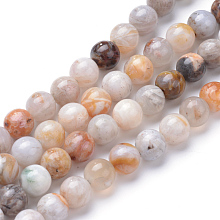 Honeyhandy Natural Bamboo Leaf Agate Bead Strands, Round, 6mm, Hole: 1mm, about 62~63pcs/strand, 15~15.2 inch