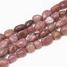 Honeyhandy Natural Rhodochrosite Beads Strands, Tumbled Stone, Nuggets, 9~20x8~13x4~13mm, Hole: 1mm, about 30~55pcs/strand, 15.7 inch