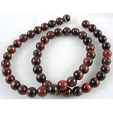 Honeyhandy 15~16 inch Round Gemstone Strand, Red Tiger Eye, Dyed & Heated, 6mm in diameter, hole: 1mm, about 50pcs/strand, 15~16 inch/strand