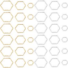 BENECREAT 48Pcs 6 Style Real 24K Gold Plated Hexagon Linking Rings, Brass Geometry Jewelry Connector Charms for Necklace Bracelets Jewelry Making