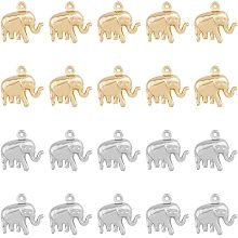 20Pcs 2 Colors Elephant Charms Platinum and Golden Pendants Brass Craft Supplies Animal Jewelry Making Accessories for Earrings Bracelets Necklaces Making, Hole: 1mm