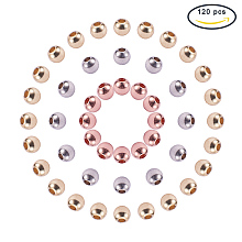 PandaHall Elite About 120 Pcs Brass Round Spacer Beads Diameter 4mm for Jewelry Making 3 Colors