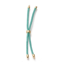 Honeyhandy Nylon Twisted Cord Bracelet Making, Slider Bracelet Making, with Eco-Friendly Brass Findings, Round, Golden, Turquoise, 8.66~9.06 inch(22~23cm), Hole: 2.8mm, Single Chain Length: about 4.33~4.53 inch(11~11.5cm)