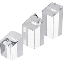 FINGERINSPIRE 3 Pcs Clear Acrylic Rings Display Stands (3 Heights: 1.3 & 1.8 & 2.1 inch) Square Base Ring Organizer Ring Showcase Display Holder Ring Shiny Blocks for Trade Show Exhibit