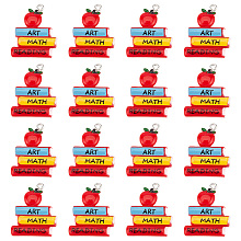 SUNNYCLUE 1 Box 25Pcs Teacher Charms Resin School Best Teacher Student Charm Flat Back Red Apple Charm Book Charms for jewellery Making Charm Art Math Reading Cabochons with Loop Earrings DIY Supplies