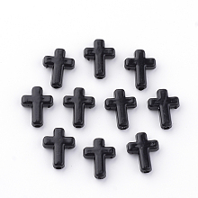 Honeyhandy Opaque Acrylic Beads, Cross, Black, 16x12x4.5mm, about 1230pcs/500g