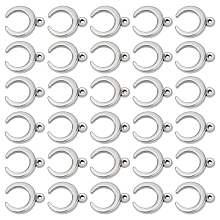 DICOSMETIC 30Pcs Stainless Steel Crescent Moon Charms Double Horn Dangle Charms Metal Crescent Pendant for Bracelet Necklace Jewelry Making