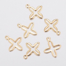 Honeyhandy 201 Stainless Steel Tiny Cross Charms, Real 18k Gold Plated, 13.5x11x0.7mm, Hole: 1mm