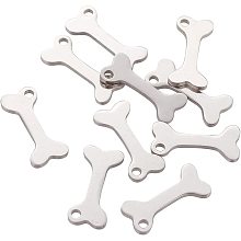 DICOSMETIC 10pcs Stainless Steel Dog Bone Charm Doggy Puppy Bone Pendant Flat Bone Pendants Metal Puppy Bone Charm Animal Pet Pendant for Bracelet Necklace Earrings Making