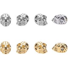 UNICRAFTALE 8Pcs 2 Colors Halloween 304 Stainless Steel Beads Skull Spacer Beads Halloween Beads with Large Hole for Bracelet Earrings Necklace Making