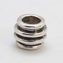 Honeyhandy European Silver Beads, Barrel, Lead Free & Cadmium Free & Nickel Free, Antique Silver Color, 6x8x4mm