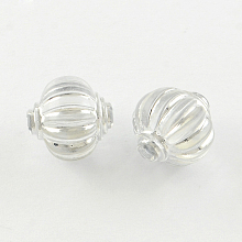 Honeyhandy Lantern Plating Transparent Acrylic Beads, Silver Metal Enlaced, Clear, 14mm, Hole: 2mm