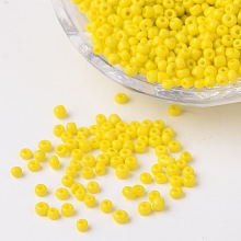 ARRICRAFT 12/0 Opaque Colours Round Glass Seed Beads, Yellow, Size: about 2mm in diameter, hole:1mm, about 3303pcs/50g