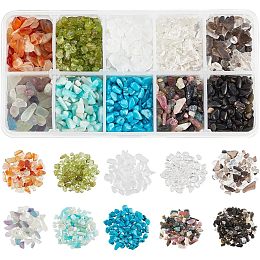 NBEADS 240-270G 10 Styles Natural Gemstone Chips Beads, Undrilled Irregular Crystal Chips Beads Loose Gemstone Beads for Jewelry Making DIY Art Crafts, 1-15mm