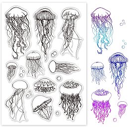 GLOBLELAND Ocean World Jellyfish Clear Stamps Silicone Stamp Cards for Card Making Decoration and DIY Scrapbooking