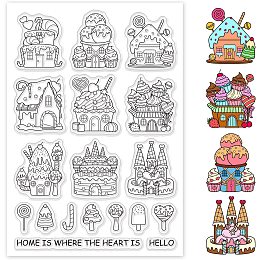 PandaHall Elite Ice Cream Clear Stamps Gingerbread House Desserts Cake Ice Cream Transparent Rubber Stamps for Scrapbooking Stamps Card Making Party Decor Photo Album Crafting PackagingDecor