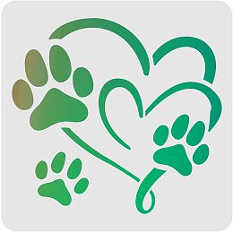 FINGERINSPIRE Footprint Heart Stencils Decoration Template 11.8x11.8 inch Plastic Animal Footprint Drawing Painting Stencils Square Reusable Stencils for Painting on Wood, Floor, Wall and Tile