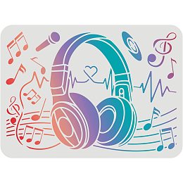 FINGERINSPIRE Headphones Stencil for Painting 11.7x8.3inch Reusable Headphones Drawing Stencil Music Drawing Stencil for Painting on Wood, Tile, Paper, Fabric, Floor and Wall