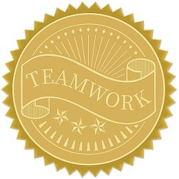 CRASPIRE Gold Foil Certificate Seals Teamwork 2" Round Self Adhesive Embossed Stickers 100pcs for Invitations Certification Graduation Notary Seals Corporate Seals Monogram Emboss