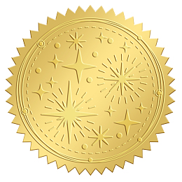 CRASPIRE 100pcs Gold Foil Stickers Embossed Certificate Seals Self-adhesive Stickers Medal Decoration Stickers Certification Graduation Corporate Notary Seals Envelope (Star)