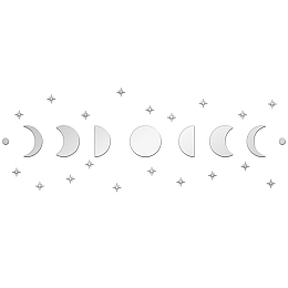 SUPERDANT Moon Phase Mirror Wall Decals 3D Acrylic Self Adhesive Ornament Scandinavian Natural Decor Moonphase Mirrors Moon Star Wall Sticker Silver for Nursery Bedroom Decoration