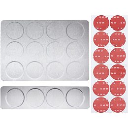 CHGCRAFT 4 Sets 2 Style Magnetic Spice Wall Organizer Base 430 Stainless Steel Spice Base with Stickers Easy to Clean and Rust Free for Kitchen Magnetic Spice Tins Fridge Magnetic Spice Tins 74x301mm