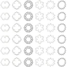 CHGCRAFT 120Pcs 6 Styles Tibetan Style Alloy Linking Rings Flower Linking Rings Chakra Sign Linking Rings for Necklace Dangle Earring Making, Antique Silver