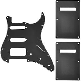 SUPERFINDINGS 3Pcs Black Electric Guitar Pickguard and Back Plate Set ABS Pickguard Scratch Plate Guitar Backplate Set for Modern Style Guitar Accessories