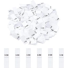 NBEADS 600 Pcs Clothing Month Labels, 6 Styles Cloth Sewing Labels Embroidered Label Size Labels Tags for Clothing Sewing Sew on Clothes, White