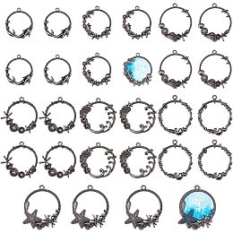 OLYCRAFT 28pcs Ocean Theme Open Back Bezel Pendants Black Open Bezel Charms Zinc Alloy Frame Pendants Hollow Resin Frames with Loop for Resin Jewelry Making - 7 Styles