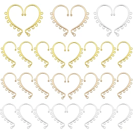 PandaHall Elite 36pcs 3 Colors Dangling Ear Cuff Blanks Gold Silver Retro Ear Crawler 7 Loops Alloy Chandelier Earcuff Wrap for DIY Non Piercing Women Long Chain Tassel Drop Earrings, 2.2”