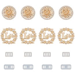 ARRICRAFT 2 Styles Purse Decorative Buckles, 8 Sets Rhinestone Bag Decoration Charms Clasp Flower Shape Coat Shoes Dress Decoration Button with Shims for Clothing Wedding Sewing Crafts Accessories