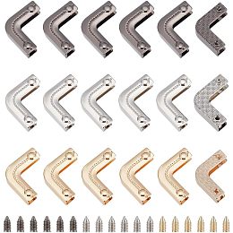 WADORN 18 Sets Purse Edge Decorative Clip Buckles, 3 Colors Purse Edge Protector Metal Purse Corner for Bag Screw-in Bag Corner Clip Handmade Crochet Bag Hardware for DIY Sewing Craft Bag Making