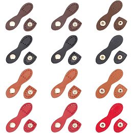 WADORN 4 Colors PU Leather Snap Buckles for Purse, 12 Sets PU Leather Bag Sew on Snap Closure Button PU Leather Tab Closure for Bag Photo Album Diary Menu Wallet