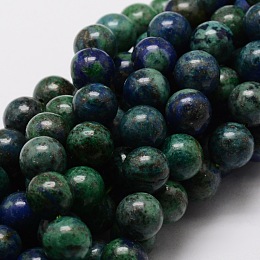 Honeyhandy Natural Chrysocolla and Lapis Lazuli Beads Strands, Dyed, Round, 10mm, Hole: 1mm, about 40pcs/strand, 15.7 inch