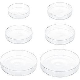 CHGCRAFT 6 Pcs 6 Sizes Glass Aquarium Shrimp Feeding Dish Round Glass Fish Feeding Bowl Food Bowl Glass Petri Dishes