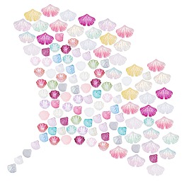 SUNNYCLUE 1 BOX 120Pcs 3 Styles Transparent Glass Beads Colorful Crystal Flower Bead Scallop Ginkgo Leaf Lotus Pod Charms Pendants for Jewelry Making DIY Necklaces Bracelets Supplies